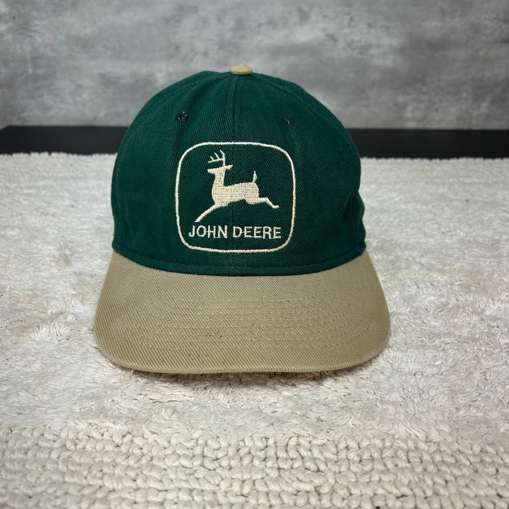 90s Vintage John Deere Snapback Hat OSFA Embroidered Two Tone Workwear Wool Cap